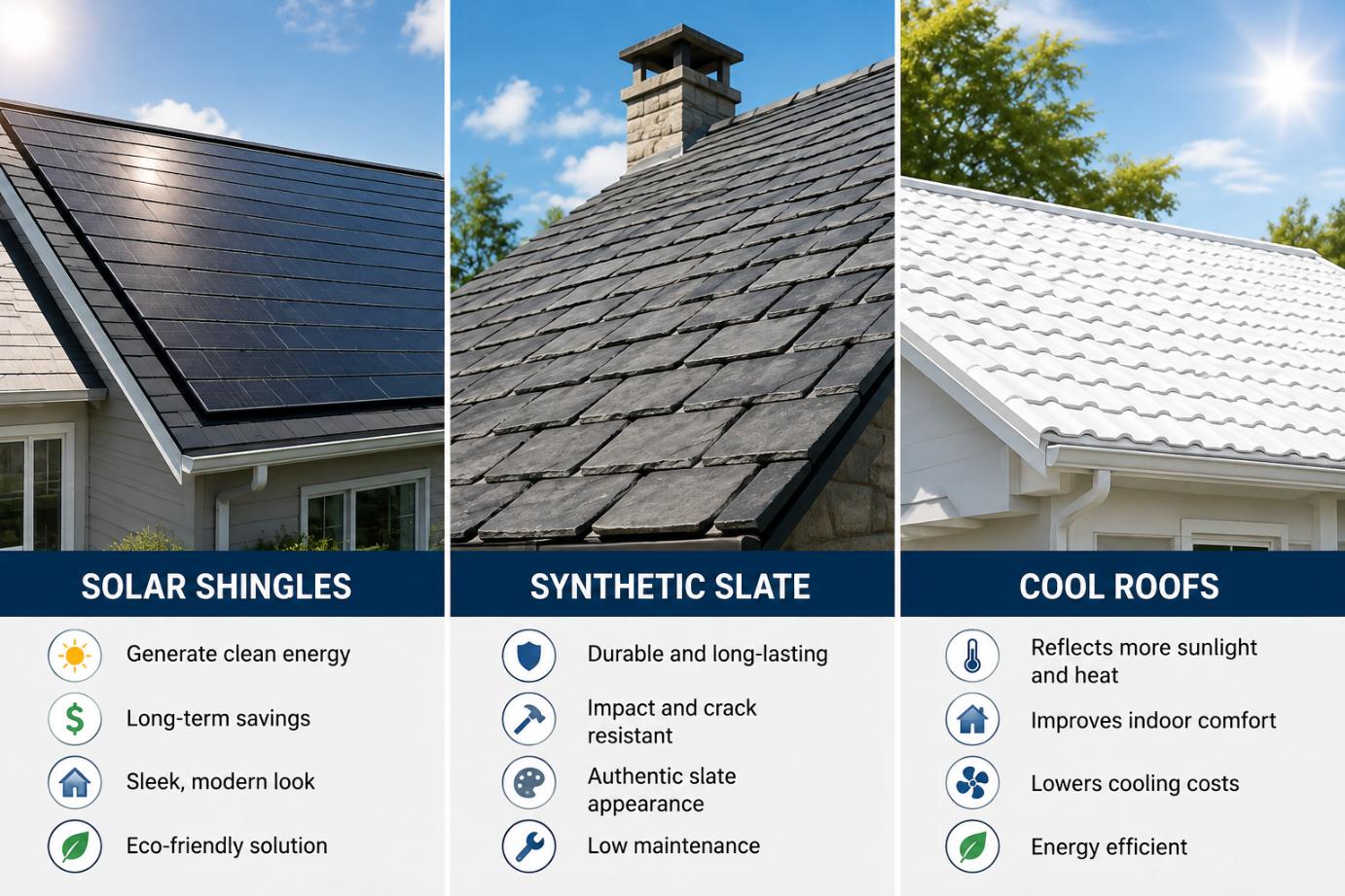 Solar Shingles vs. Synthetic Slate vs. Cool Roofs: Which Roofing Material Is Best for Your Home?